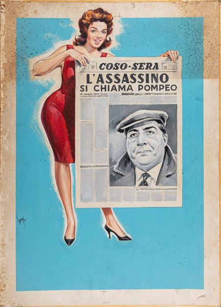 Carlantonio Longi : L'assassino si chiama Pompeo  - Asta Bozzetti Cinematografici - Parte II / Asta a tempo - Associazione Nazionale - Case d'Asta italiane