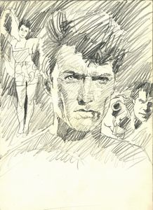 Studio Favalli : L'uomo dalla cravatta di cuoio  - Asta Bozzetti Cinematografici - Parte II / Asta a tempo - Associazione Nazionale - Case d'Asta italiane