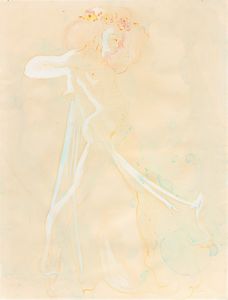 Léonor Fini - Nudo con fiori in testa