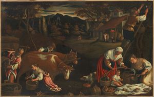 Scuola dei Bassano del XVII secolo - Allegoria dell'Autunno