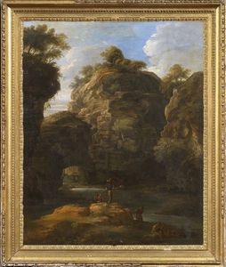 Scuola romana inizio XVIII secolo - Paesaggio fluviale