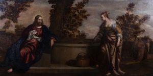 Scuola veneta del XVII secolo - Cristo con la samaritana al pozzo
