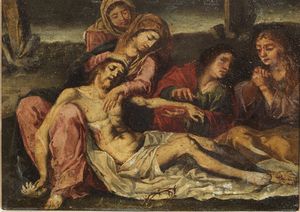 Scuola fiamminga fine XVII secolo - Cristo deposto