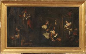 Scuola dei Bassano del XVII secolo - Tessitrici