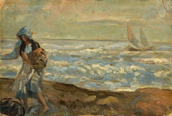Anonimo fine XIX - inizio XX secolo : Figura sul mare  - Asta Parade III - Dipinti e Sculture del XIX e XX secolo - Associazione Nazionale - Case d'Asta italiane