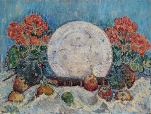 Igor' Emmanuilovich Grabar' - Natura morta con piatto, fiori e frutta