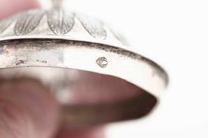 Lucerna. Bolli della città di Roma in uso dopo il 1815. Marchio del maestro argentiere Angelo Giannotti (sulla pinza)  - Asta Argenti - Associazione Nazionale - Case d'Asta italiane