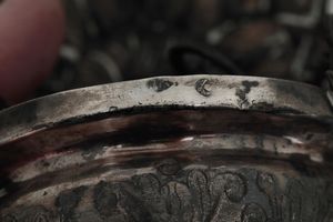 Coppia di acquasantiere, Roma XIX secolo, marchio dell'argentiere consunto di difficile lettura e saliera tripode. Sicilia inizio XIX secolo, marchio dell'argentiere non identificato  - Asta Argenti - Associazione Nazionale - Case d'Asta italiane