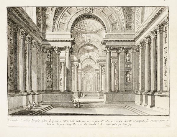 GIOVANNI BATTISTA PIRANESI : Vestibolo d'antico Tempio, oltre il quale s'entra nella Cella,...  - Asta  Arte Antica, Moderna e Contemporanea [Parte I] - Associazione Nazionale - Case d'Asta italiane