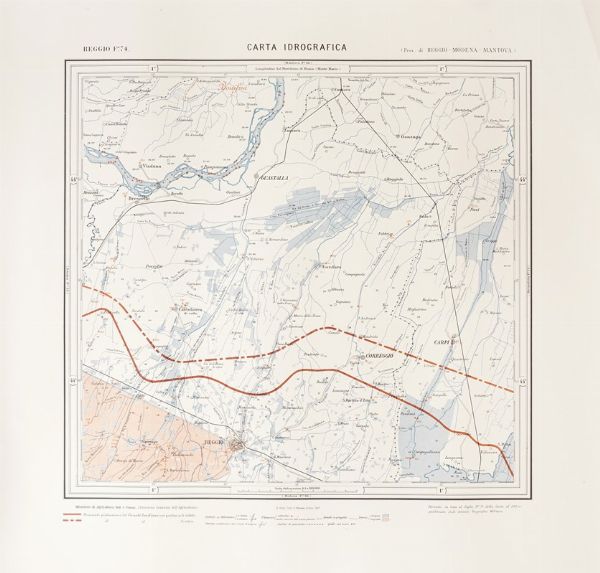 Lotto di undici carte idrografiche del Regno d'Italia, regione Emilia Romagna.  - Asta  Arte Antica, Moderna e Contemporanea [Parte I] - Associazione Nazionale - Case d'Asta italiane