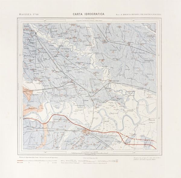 Lotto di undici carte idrografiche del Regno d'Italia, regione Emilia Romagna.  - Asta  Arte Antica, Moderna e Contemporanea [Parte I] - Associazione Nazionale - Case d'Asta italiane