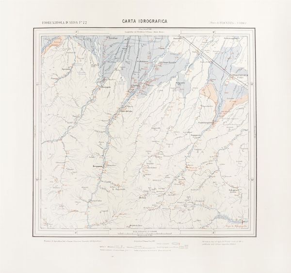 Lotto di undici carte idrografiche del Regno d'Italia, regione Emilia Romagna.  - Asta  Arte Antica, Moderna e Contemporanea [Parte I] - Associazione Nazionale - Case d'Asta italiane