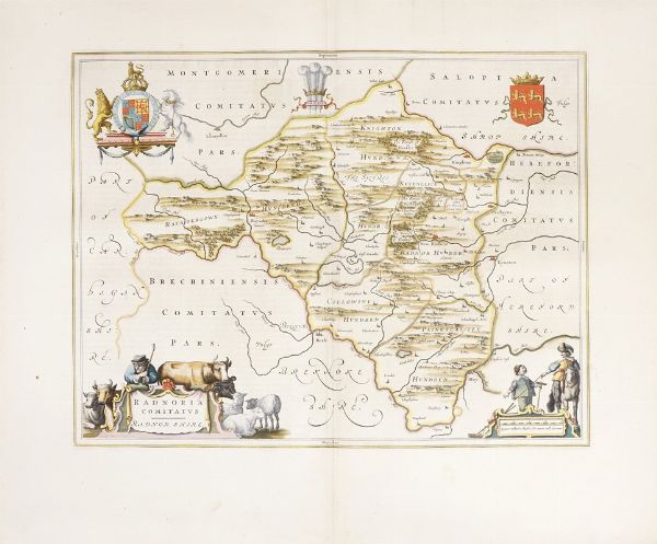JOHANNES BLAEU : Radnoria Comitatus Radnor Shire.  - Asta  Arte Antica, Moderna e Contemporanea [Parte I] - Associazione Nazionale - Case d'Asta italiane