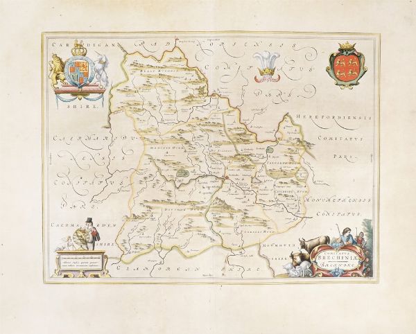 JOHANNES BLAEU : Radnoria Comitatus Radnor Shire.  - Asta  Arte Antica, Moderna e Contemporanea [Parte I] - Associazione Nazionale - Case d'Asta italiane