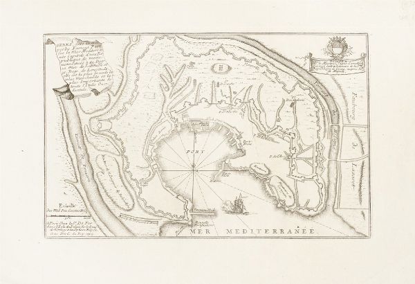 NICOLAS DE FER : Genes, ditte la superbe, fameux port sur la mer Mditerrane.  - Asta  Arte Antica, Moderna e Contemporanea [Parte I] - Associazione Nazionale - Case d'Asta italiane