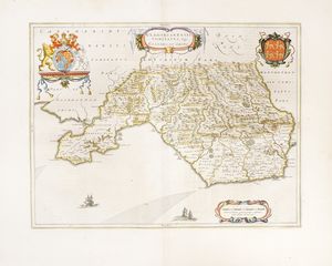 JOHANNES BLAEU : Montgomeria Comitatus et Comitatus Mervinia.  - Asta  Arte Antica, Moderna e Contemporanea [Parte I] - Associazione Nazionale - Case d'Asta italiane