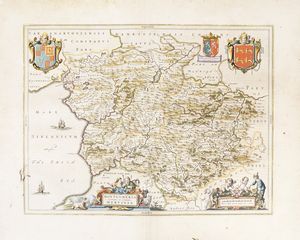 JOHANNES BLAEU : Montgomeria Comitatus et Comitatus Mervinia.  - Asta  Arte Antica, Moderna e Contemporanea [Parte I] - Associazione Nazionale - Case d'Asta italiane