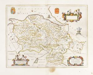 Willem Janszoon Blaeu : Monumethensis Comitatus. Vernacule Monmouth Shire.  - Asta  Arte Antica, Moderna e Contemporanea [Parte I] - Associazione Nazionale - Case d'Asta italiane