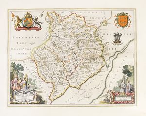 Willem Janszoon Blaeu : Monumethensis Comitatus. Vernacule Monmouth Shire.  - Asta  Arte Antica, Moderna e Contemporanea [Parte I] - Associazione Nazionale - Case d'Asta italiane