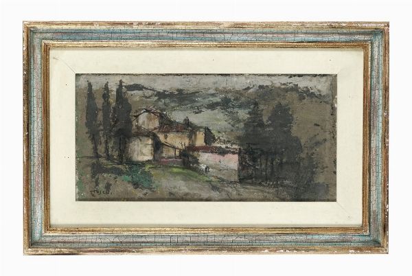 Ermanno Toschi : Paesaggio con case.  - Asta Arte Antica, Moderna e Contemporanea [Parte II] - Associazione Nazionale - Case d'Asta italiane