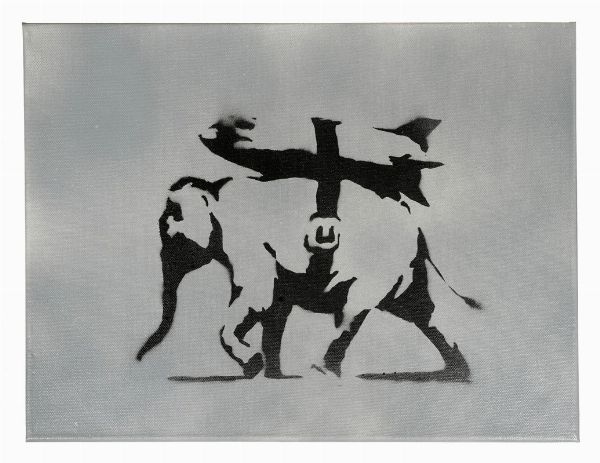 Banksy : Heavy Weaponry (grey).  - Asta Arte Antica, Moderna e Contemporanea [Parte II] - Associazione Nazionale - Case d'Asta italiane