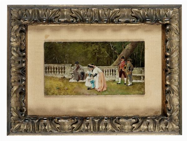 Figure sulla panchina.  - Asta Arte Antica, Moderna e Contemporanea [Parte II] - Associazione Nazionale - Case d'Asta italiane