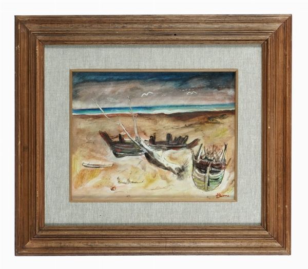 Roberto Barni : Marina d'inverno.  - Asta Arte Antica, Moderna e Contemporanea [Parte II] - Associazione Nazionale - Case d'Asta italiane