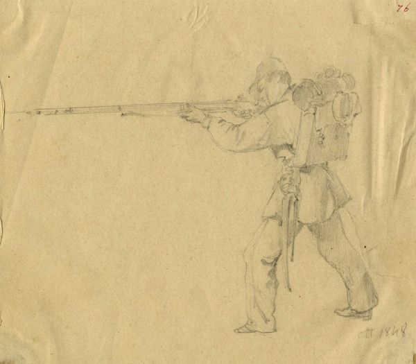 Giovanni Fattori : Soldato.  - Asta Arte Antica, Moderna e Contemporanea [Parte II] - Associazione Nazionale - Case d'Asta italiane