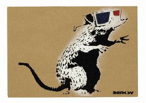 Banksy - Dismaland. 3D Glasses Rat.