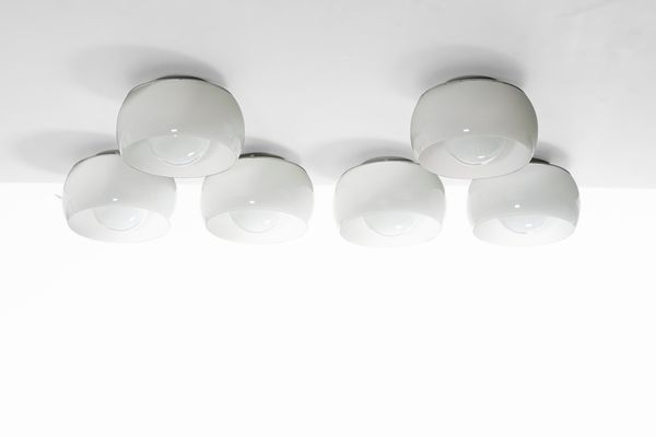 VICO MAGISTRETTI : Sei lampade a plafone mod. Omega  - Asta Design Lab - Associazione Nazionale - Case d'Asta italiane