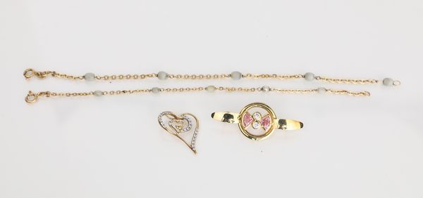 Lotto di spilla, pendente e 2 bracciali.  - Asta Asta a Tempo - Gioielli e Preziosi - Associazione Nazionale - Case d'Asta italiane