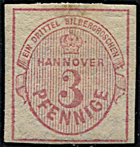 1853, Hannover, 3 p. rosa  - Asta Filatelia - Associazione Nazionale - Case d'Asta italiane
