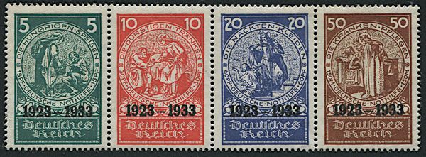 1933, Germania Reich, Beneficenza, serie di quattro valori  - Asta Filatelia - Associazione Nazionale - Case d'Asta italiane