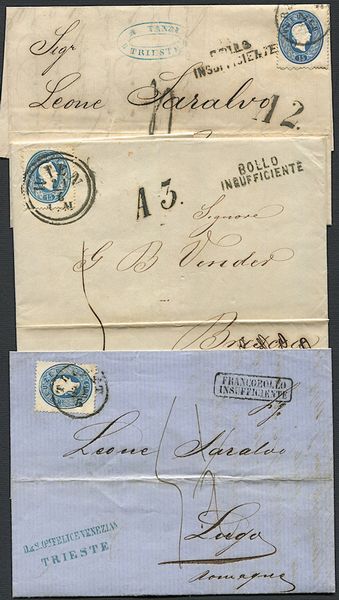 1862, Austria, tre lettere:  - Asta Filatelia - Associazione Nazionale - Case d'Asta italiane