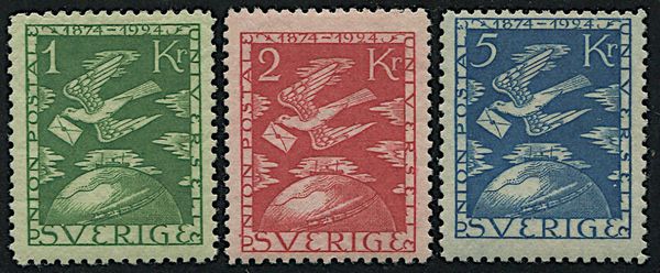 1924, Svezia, 50 U.P.U., serie di quindici valori  - Asta Filatelia - Associazione Nazionale - Case d'Asta italiane