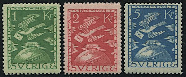 1924, Svezia, 50� U.P.U., serie di quindici valori  - Asta Filatelia - Associazione Nazionale - Case d'Asta italiane
