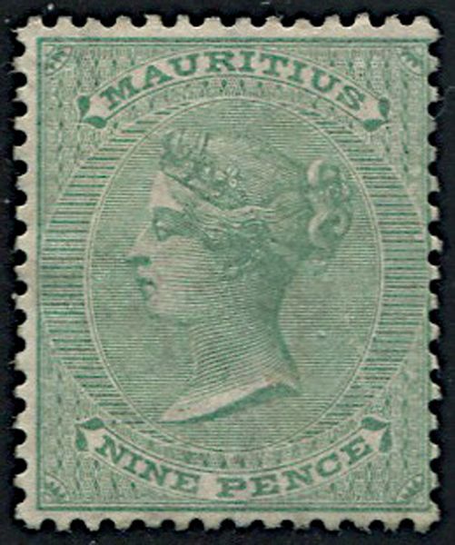 1872, Mauritius, 9 d. yellow-green  - Asta Filatelia - Associazione Nazionale - Case d'Asta italiane