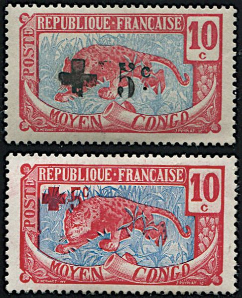 1907/17, French Congo, set of 17 and Red Cross  - Asta Filatelia - Associazione Nazionale - Case d'Asta italiane