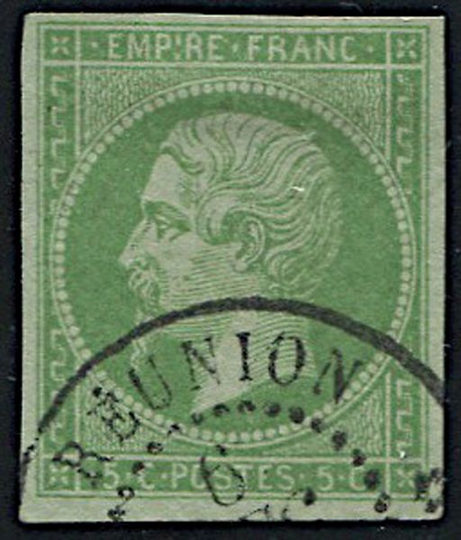 1871, French Colonies, 5 cent. yellow green  - Asta Filatelia - Associazione Nazionale - Case d'Asta italiane