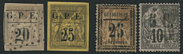 1884/1891, Guadalupa, francobolli di colonie francesi soprastampati, nuovi o usati  - Asta Filatelia - Associazione Nazionale - Case d'Asta italiane