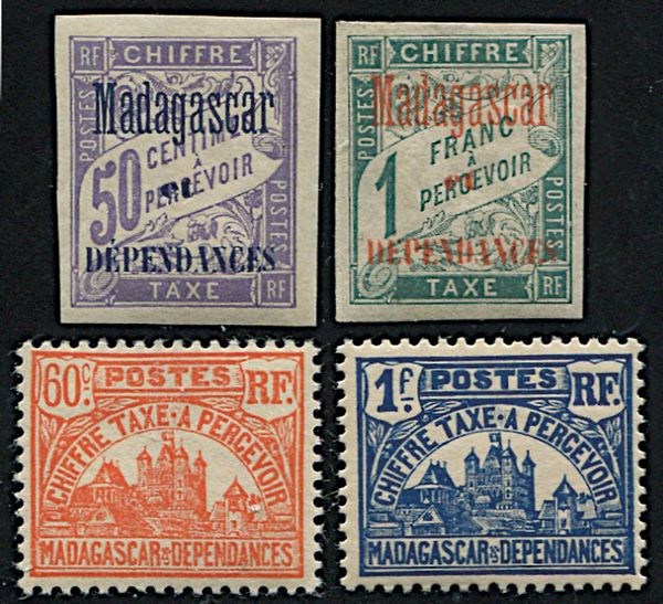 1896-1908/24, Madagascar, postage due  - Asta Filatelia - Associazione Nazionale - Case d'Asta italiane