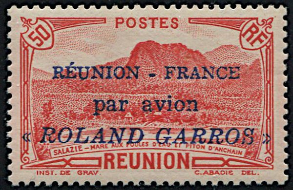 1937, Reunion, air post, ovpt. Reunion-France/par avion/ ROLAND GARROS  - Asta Filatelia - Associazione Nazionale - Case d'Asta italiane