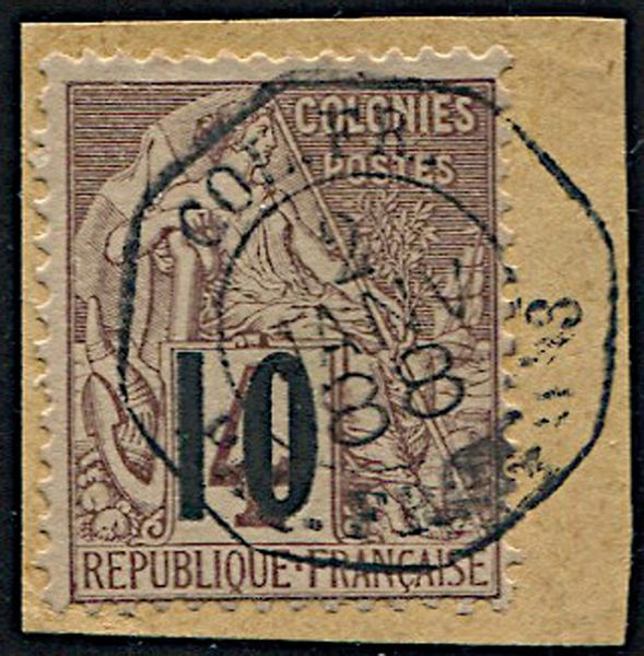 1887, Senegal, ovpt. 10 on 4 cents, type II  - Asta Filatelia - Associazione Nazionale - Case d'Asta italiane