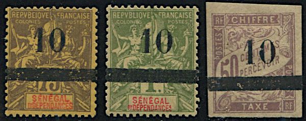1903, Senegal, set of 4 ovpt. with new value  - Asta Filatelia - Associazione Nazionale - Case d'Asta italiane