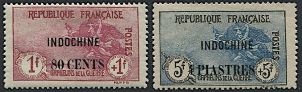 1919, Indocina, francobolli di Francia (Orfanelli)  - Asta Filatelia - Associazione Nazionale - Case d'Asta italiane
