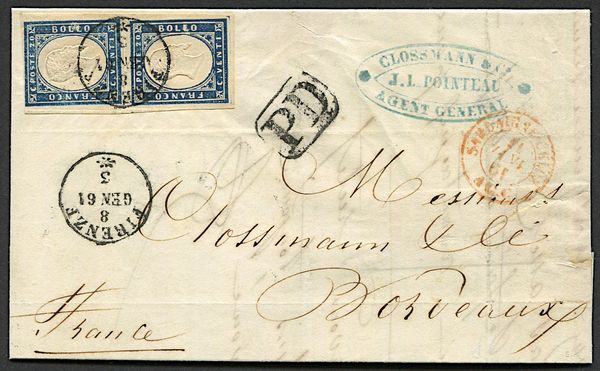 1861, Toscana, uso dei francobolli di Sardegna dal 1 gennaio 1861,  - Asta Filatelia - Associazione Nazionale - Case d'Asta italiane