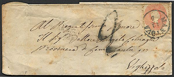 1862, Lombardo Veneto, lettera da Mantova per Vighizzolo (Cant) del 12 maggio 1862  - Asta Filatelia - Associazione Nazionale - Case d'Asta italiane