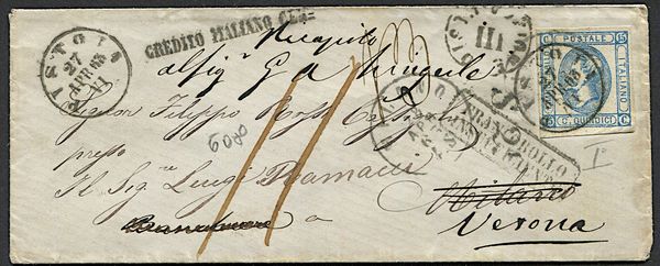 1863, Regno dItalia, lettera da Pistoia per Milano  - Asta Filatelia - Associazione Nazionale - Case d'Asta italiane