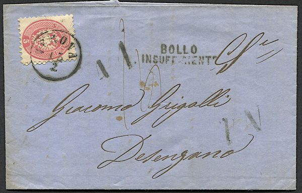 1866, Lombardo Veneto, lettera da Verona per Desenzano del 13 febbraio 1866  - Asta Filatelia - Associazione Nazionale - Case d'Asta italiane