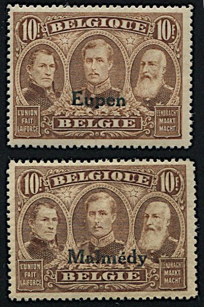 1920/21, Belgio, Eupen & Malmedy, serie di Belgio sovrastampate  - Asta Filatelia - Associazione Nazionale - Case d'Asta italiane